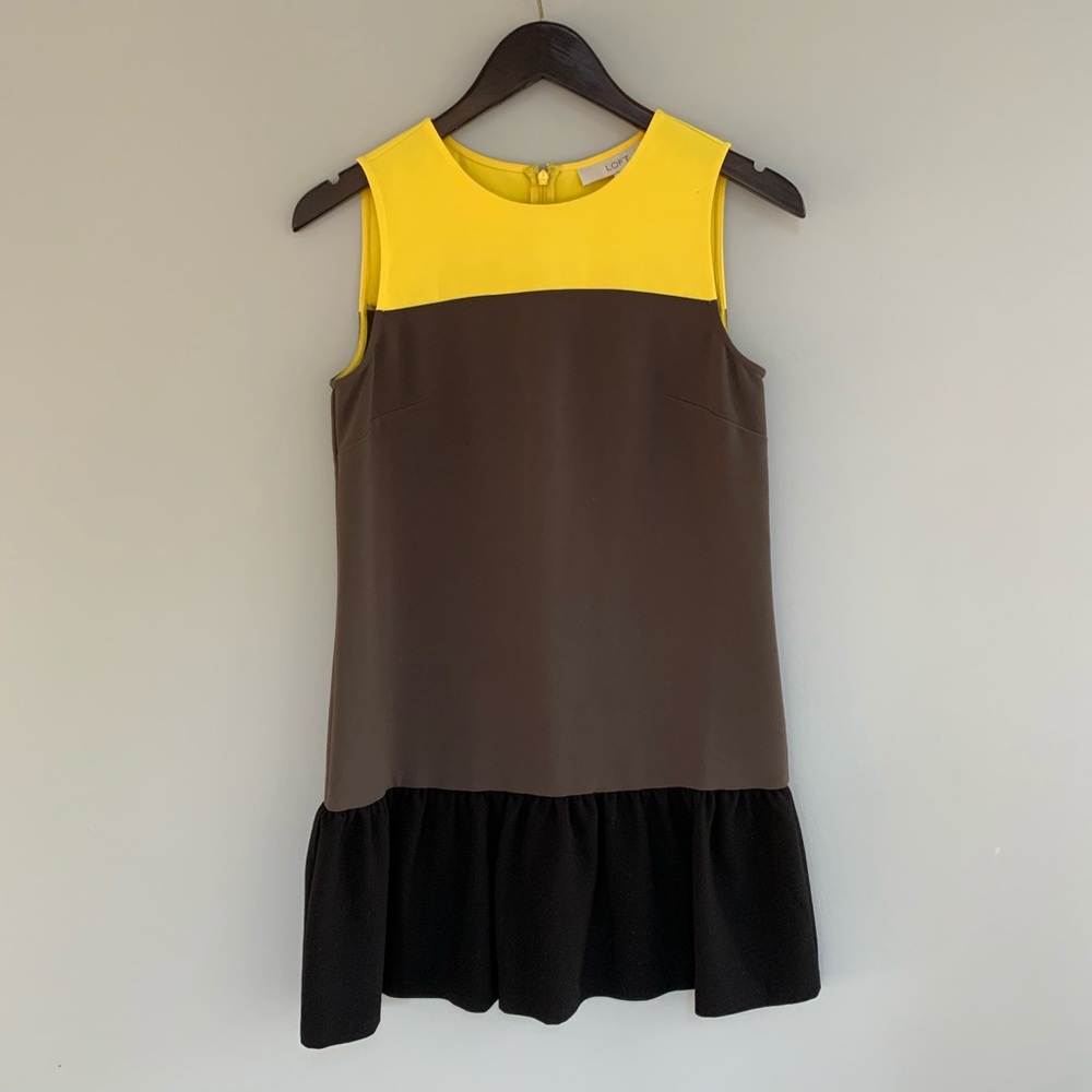 Loft | Colorblock Ruffle Shift Dress - Picture 2 of 8